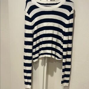 Aerie Navy and White Striped Sweater